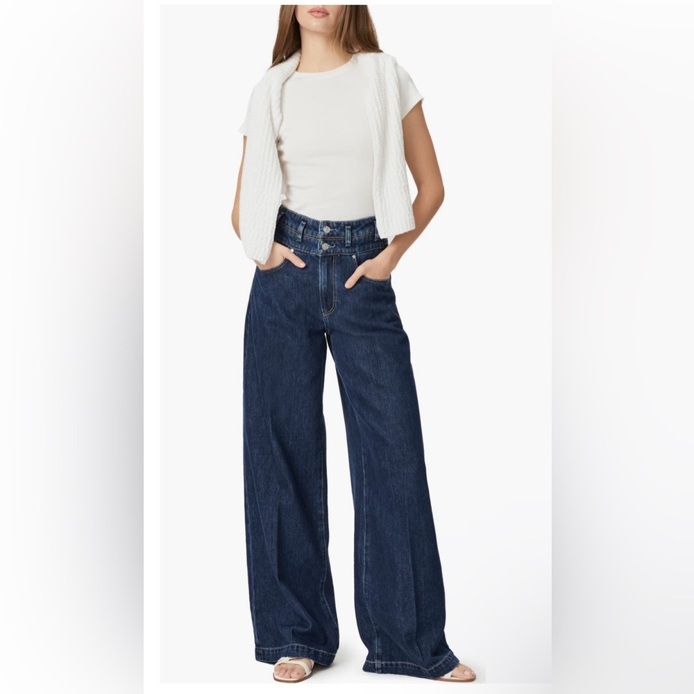 Paige Wide-Leg Jeans Portia Michiru double waistband, high rise, size 24